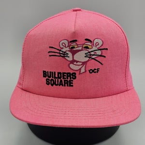 Vintage Pink Panther Promo Builders Square Made In USA Hat Cap Pink Snapback