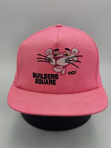 Vintage Pink Panther Promo Builders Square Made In USA Hat Cap Pink Snapback