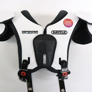 Battle Defender White Shoulder Pads Youth Medium 14-15" Read