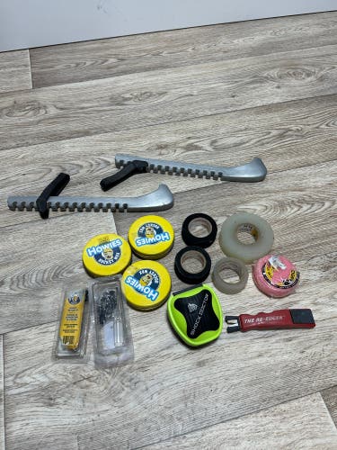 Misc Hockey Grab Bag E113 Stick Wax Skate Edger Sock Tape Shock Doctor