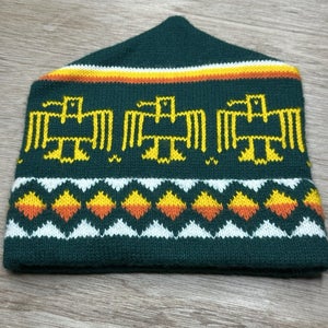 Vintage Winter Beanie Thunderbird Native Art  Aztec
