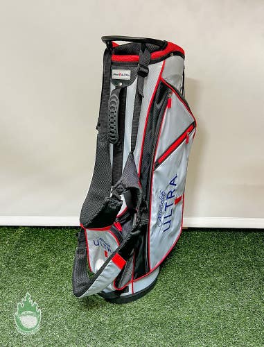 Used Michelob Ultra 5-Way Golf Stand Bag Carry Light Blue/Black/Red