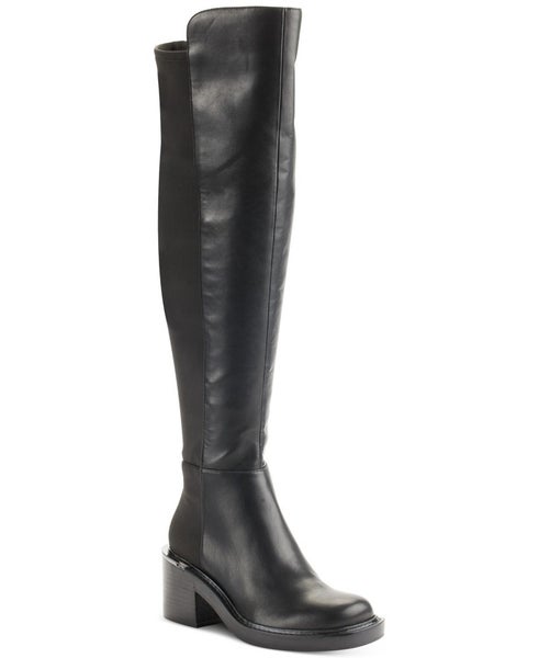 DKNY Dina Boots Womens 6.5 Black Faux Leather Over The Knee Riding Bootie TZP140
