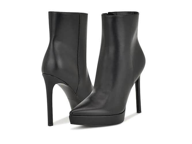Nine West Danise Boots Women's 7.5 Black Smooth Pointed Toe Stiletto Heel TZP113
