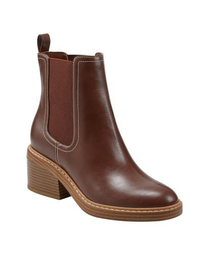 Marc Fisher Modesty Boots Women's US 7.5 Brown Block Heel Dress Bootie TZP59
