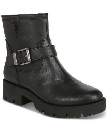 Zodiac Miller Boots Women's 6 Black Leather Cutout Lug Sole Ankle Bootie TZP33