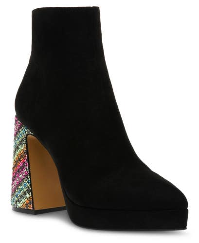 Betsey Johnson RAYL01S5 Women's US 5 Black Rhinestone Ankle Dress Boots TZP134