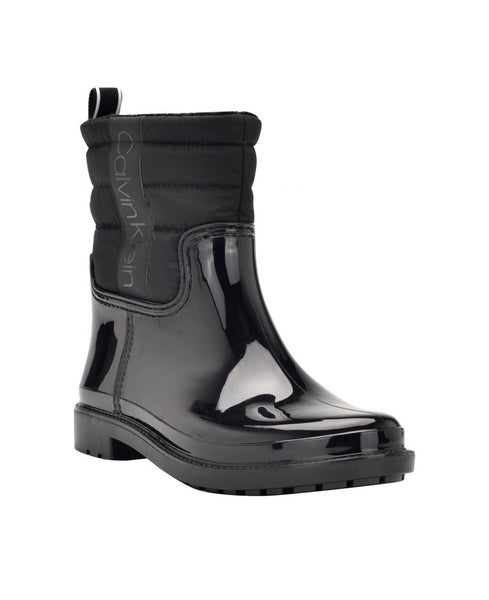 Calvin Klein Sisely KCSISELY2 Boots Women's 11 Black Leather Rain Bootie TZP112