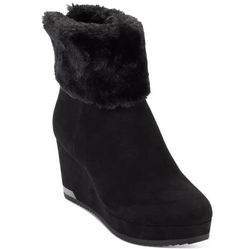 Dkny Nadra K3201890 Women's US 10 Black Smooth Wedge Heel Ankle Bootie TZP99