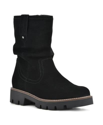 White Mountain Glean Women's US 9 Black Suede Round Toe Mid-Calf Boots TZP145