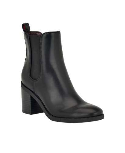 Tommy Hilfiger Brae Boots Women's US 9.5 Black Faux Leather Chelsea Bootie TZP34