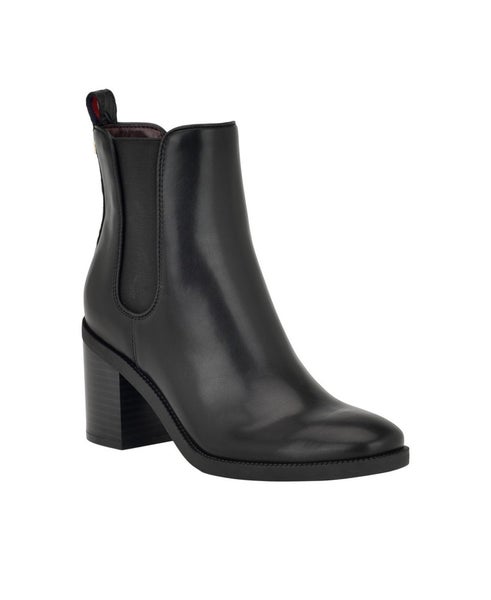 Tommy Hilfiger Brae Boots Women's US 9.5 Black Faux Leather Chelsea Bootie TZP34
