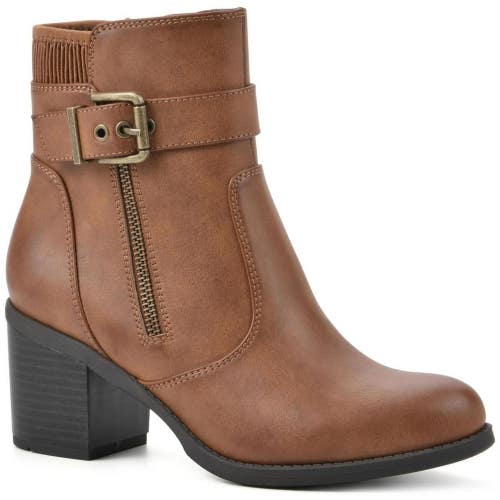 White Mountain Dessert W34797 Women's Brown Faux Leather Ankle Boots TZP130