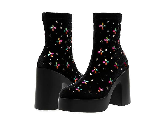 Blue by Betsey Johnson Harriet HARR01S5 Boots Women's 8.5 Black Block Heel TZP98