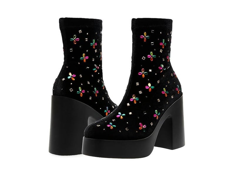 Blue by Betsey Johnson Harriet HARR01S5 Boots Women's 8.5 Black Block Heel TZP98