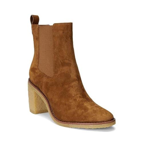 Lauren Ralph Lauren Marianna Boots Women's 8.5 Whiskey Leather Block Heel TZP68