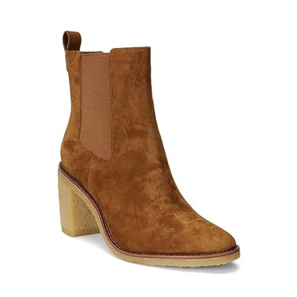 Lauren Ralph Lauren Marianna Boots Women's 8.5 Whiskey Leather Block Heel TZP68