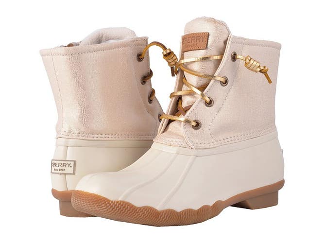 Sperry Saltwater Women's US 11 Oat Gold Waterproof Round Toe Duck Boot TZP83