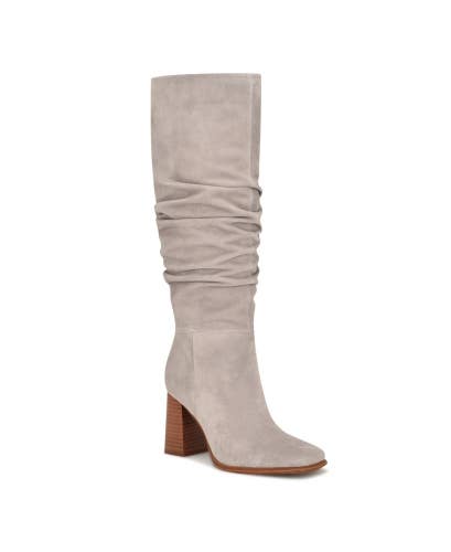 Nine West Domaey Boots Womens US 6 Gray Suede Block heel Knee-High Bootie TZP142