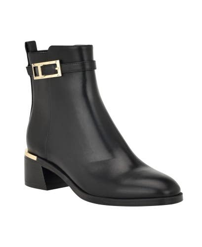 Calvin Klein Jallis 2 Boots Women's US 5.5 Black Faux Suede Block Heel TZP107