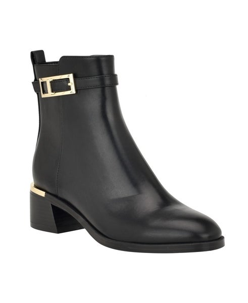 Calvin Klein Jallis 2 Boots Women's US 5.5 Black Faux Suede Block Heel TZP107