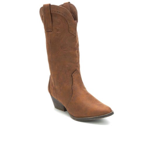 Sugar Tammy Women's US 7.5 Brown Pointed Toe Stacked Heel Western Boot TZP47