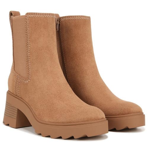 Zodiac Teresa Women's US 7 Latte Brown Leather Round Toe Chelsea Boots TZP45