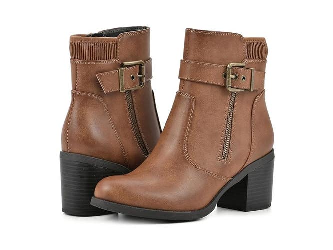 White Mountain Dessert Women's US 10 Dark Tan Faux Leather Ankle Bootie TZP78