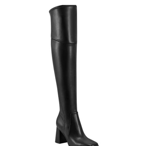 Marc Fisher Denki 2 Womens US 8.5 Black Leather Square Toe Knee-High Boots TZP48