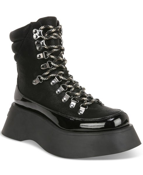 Circus Gail Womens US 8 Black Faux Leather Round Toe Ankle Platform Boots TZP91