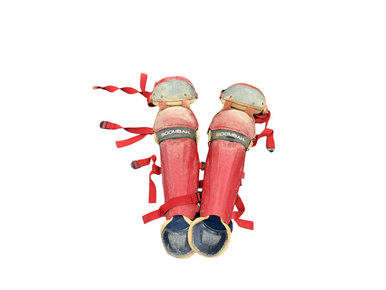 Used BoomBah SHIN GUARDS Catchers Leg Guards Navy Blue And Red Youth 11613-S000169908