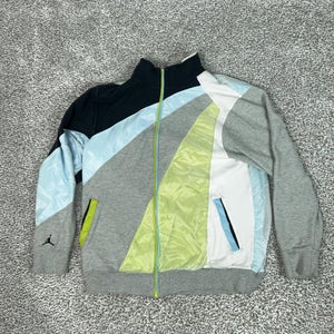 Jordan Jacket Mens Extra Large Gray Blue Green Full Zip Track World Map Jumpman