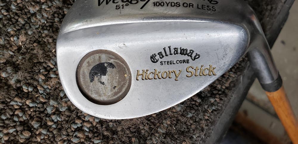 35.75 IN CALLAWAY STEEL CORE HICKORY STICK PW GOLF CLUB VERY NICE  R&D 1025