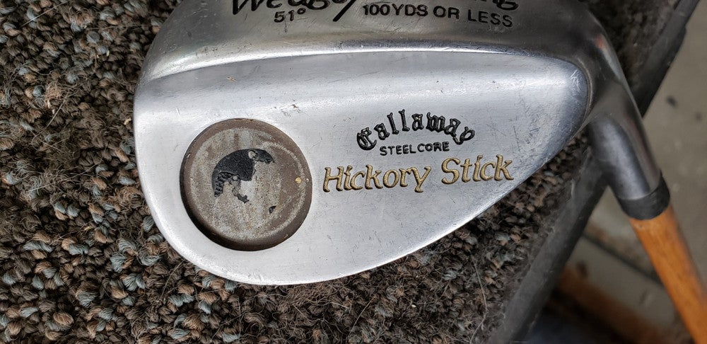 35.75 IN CALLAWAY STEEL CORE HICKORY STICK PW GOLF CLUB VERY NICE  R&D 1025