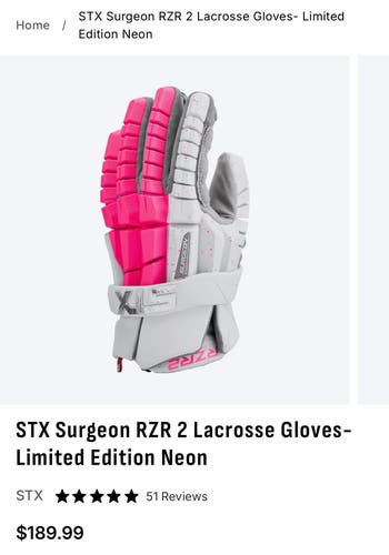 STX Surgeon RZR2 Lacrosse Gloves Medium (Used)