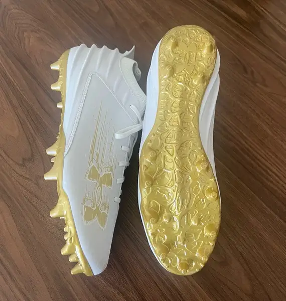 Under Armour Blur 2 MC Suede \'White Metallic Gold\' 3027978-100 Football size 15 Under Armour Blur Smoke Suede 2.0 MC Football Cleats White  main image 2