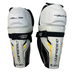 Used Bauer SUPREME 150 Youth Shin Guards White/Black/Yellow 8" 11835-S000199588