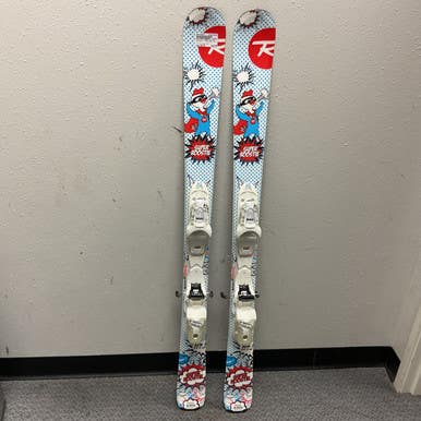 Used Rossignol SUPER ROOSTIE Boys DH Ski/Binding White/Royal/Red 128 cm 11855-S000192895