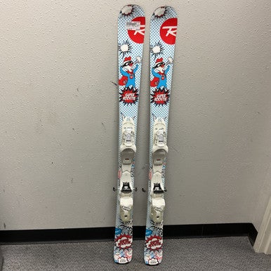 Used Rossignol SUPER ROOSTIE Boys DH Ski/Binding White/Royal/Red 128 cm 11855-S000192895
