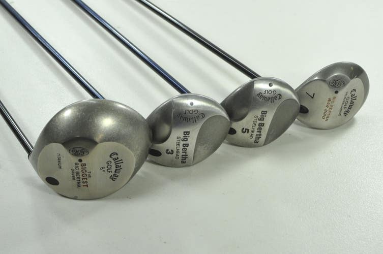 Callaway Biggest Big Bertha 8* Driver and 3, 5, 7 Fairway Woods Set Firm #204440