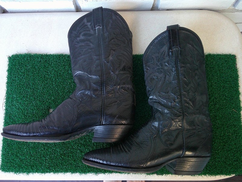 TONY LAMA Y8140 Black Lizard Skin Cowboy Boots - Size 8.5 D