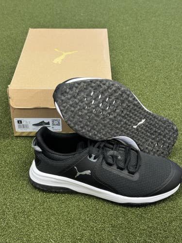 NEW Men's Puma Fusion Grip Golf Shoes Black/Silver Quiet Shade - Size 8