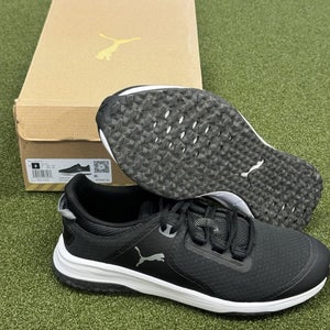 NEW Men's Puma Fusion Grip Golf Shoes Black/Silver Quiet Shade - Size 13