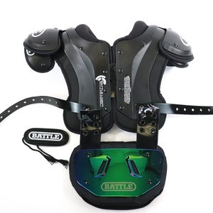 Battle Youth Phantom Shoulder Pads, Black, Size Small 12-13 With Back Plate Read