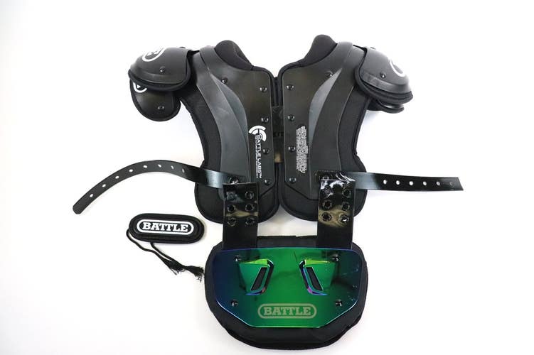 Battle Youth Phantom Shoulder Pads, Black, Size Small 12-13 With Back Plate Read