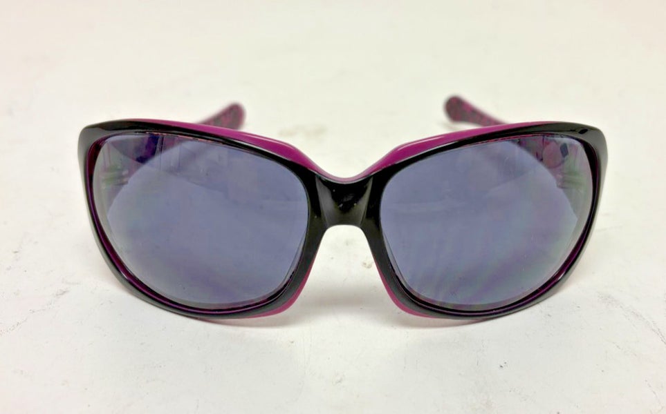 Oakley Script Black & Purple Women's Wrap Sunglasses Gray Lenses Fast Shipping