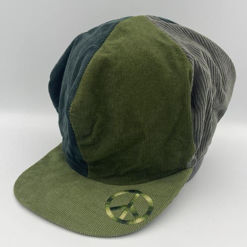 RARE Vintage IXCHEL Patchwork Peace Sign Corduroy Hat Cap 100% Cotton