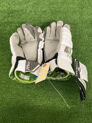 White Maverik Max Lacrosse Gloves 10" (New)