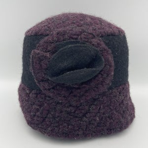 Platania Womens Hat Made In Italy Purple Wool Blend Flower One Size