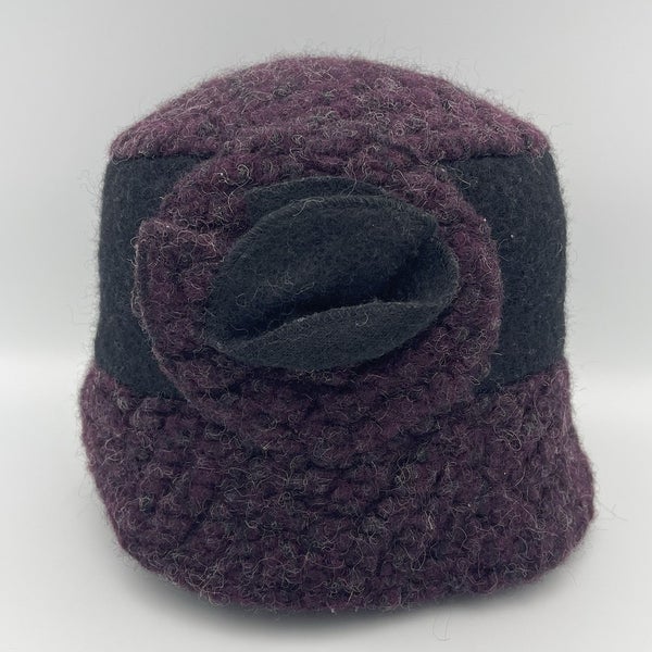 Platania Womens Hat Made In Italy Purple Wool Blend Flower One Size